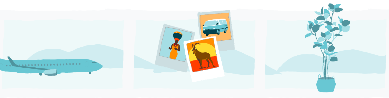 Ilustração com imagens de viagens TAAG